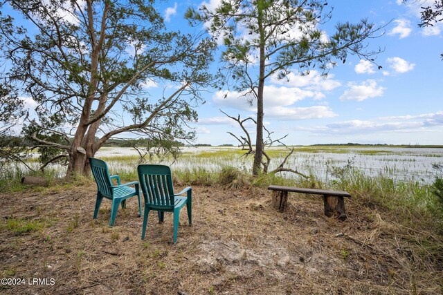 view of yard with a water view