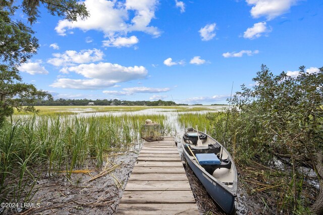 view of dock featuring a water view