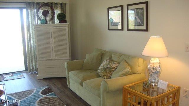 living room featuring dark hardwood / wood-style flooring