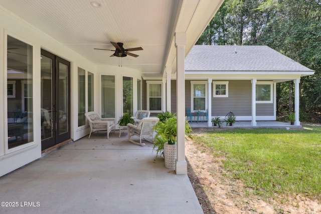 100 Drayton Dr, Ridgeland, SC 29936 - covered porch featuring a ceiling fan and a yard
