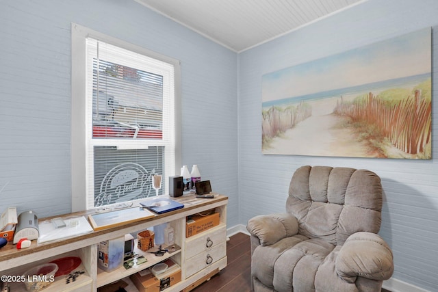 123 Moore St, Walterboro, SC 29488 - living area featuring dark wood-style flooring and crown molding