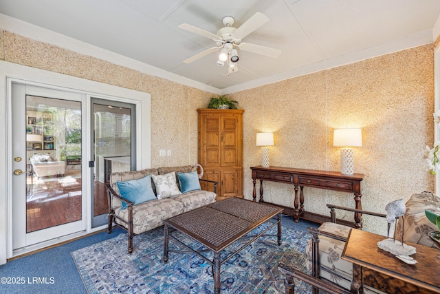 8 Chechessee Cir, Okatie, SC 29909 - living area featuring carpet and a ceiling fan
