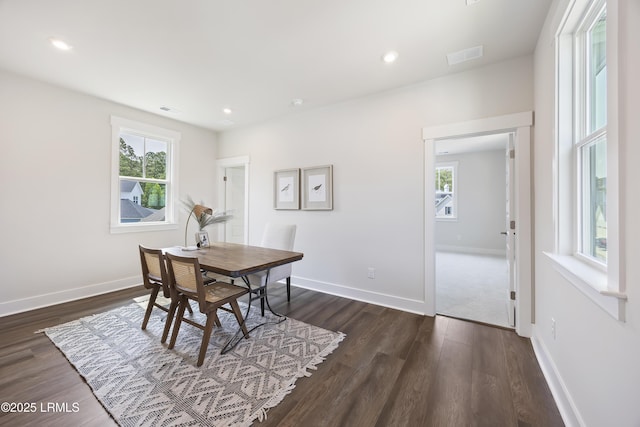6 Skipperling Ct, Bluffton, SC 29909 - dining area featuring healthy amount of natural light, dark wood finished floors, baseboards, and recessed lighting