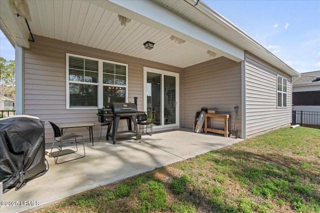 view of patio / terrace with a grill