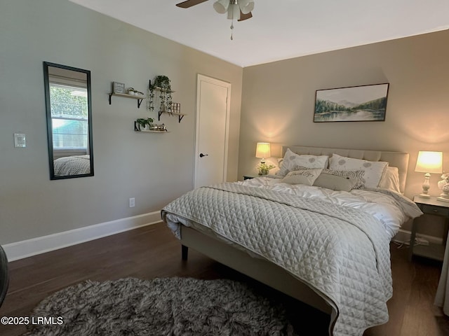 2410 Pine Ct N, Beaufort, SC 29902 - bedroom featuring wood finished floors, baseboards, and ceiling fan