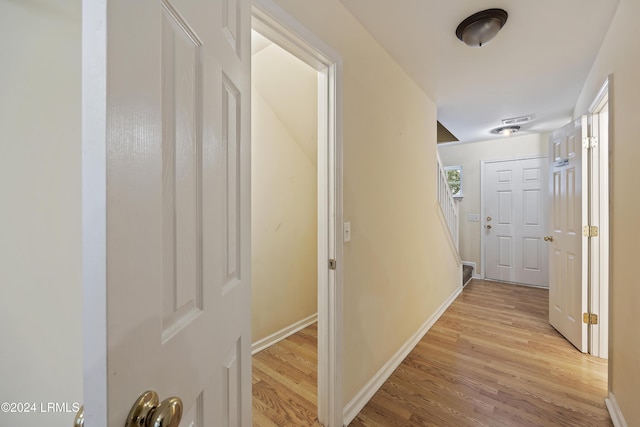 hall featuring light hardwood / wood-style flooring