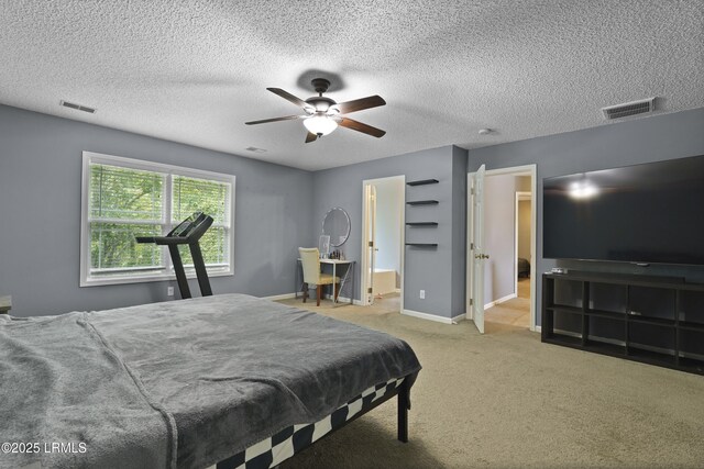 93 Heartstone Cir, Bluffton, SC 29910 - bedroom featuring baseboards, carpet flooring, a textured ceiling, and a ceiling fan