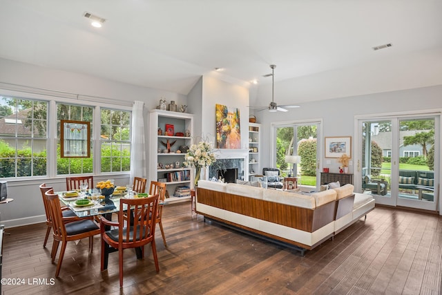 interior space featuring dark hardwood / wood-style floors and ceiling fan