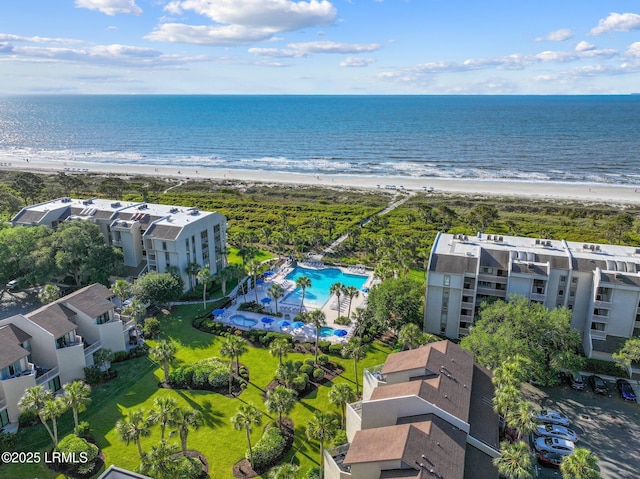 21 S Forest Beach Dr Unit 235, Hilton Head Island, SC 29928 - drone / aerial view featuring a water view and a beach view