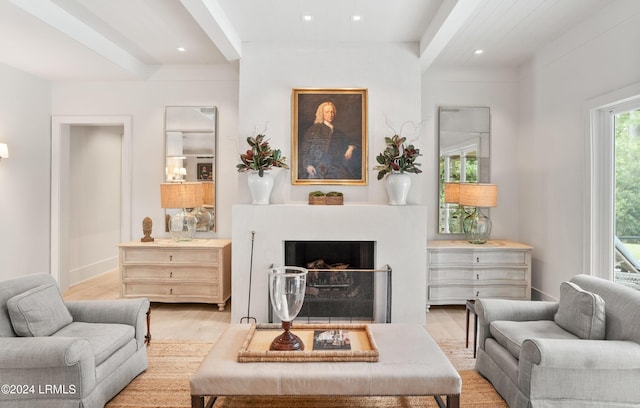 living room featuring light wood-type flooring