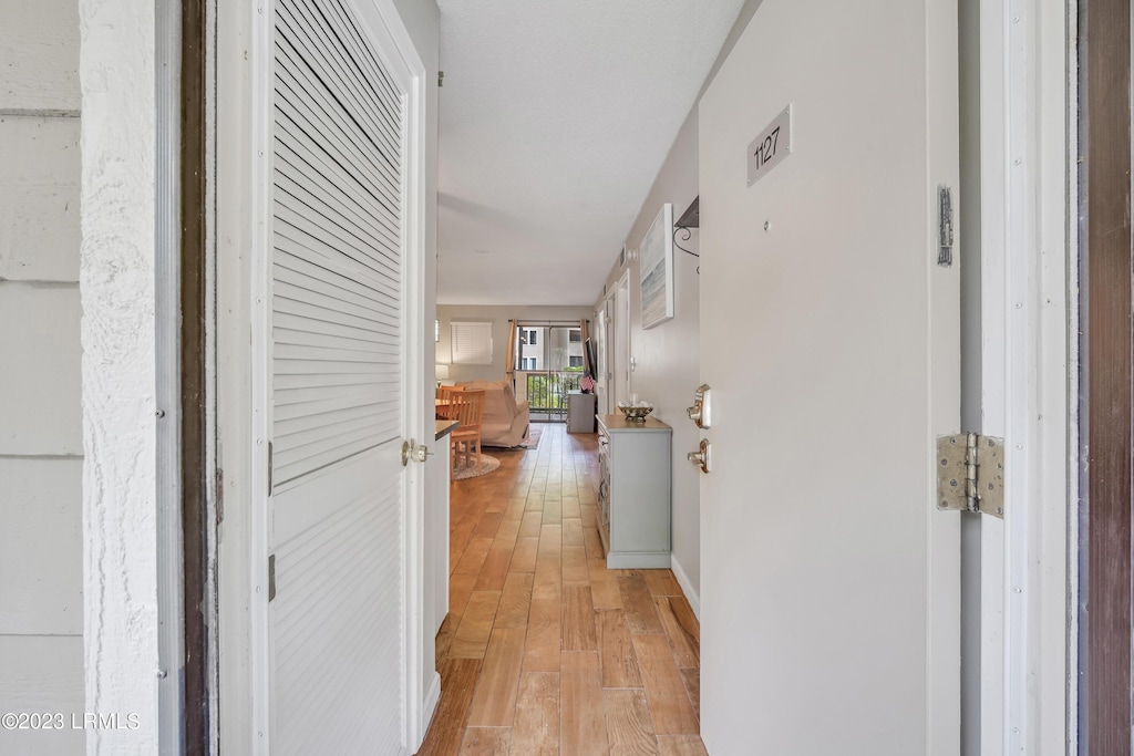 hall featuring light hardwood / wood-style flooring