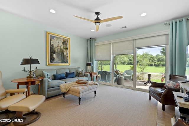 127 Kings Creek Dr, Bluffton, SC 29909 - living area with ceiling fan, recessed lighting, and wood finished floors