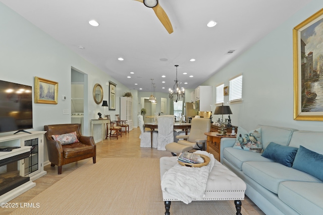 127 Kings Creek Dr, Bluffton, SC 29909 - living area with recessed lighting and a chandelier