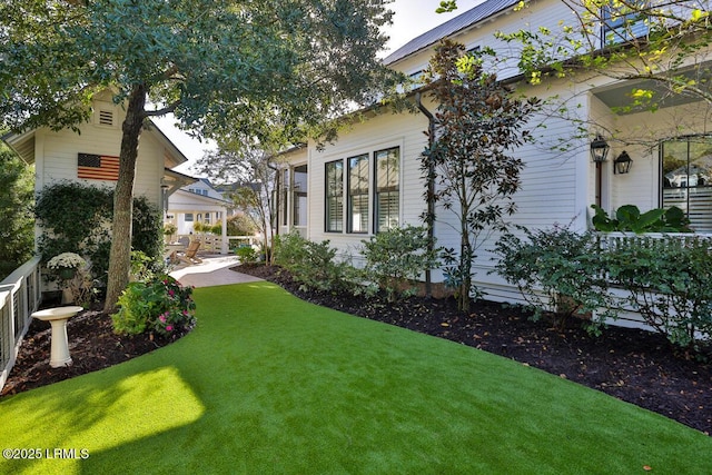 view of yard with a patio area and fence