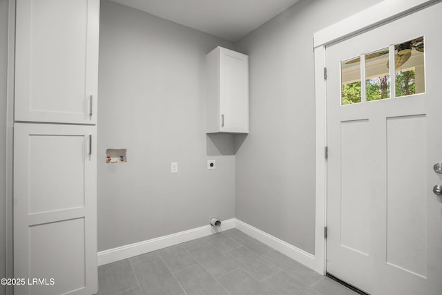 9 Attaway Ln, Beaufort, SC 29907 - laundry room featuring electric dryer hookup, cabinet space, hookup for a washing machine, and baseboards
