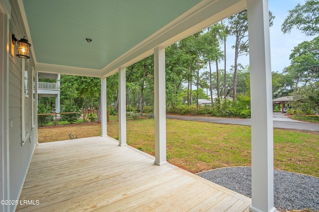 9 Attaway Ln, Beaufort, SC 29907 - wooden deck featuring a lawn
