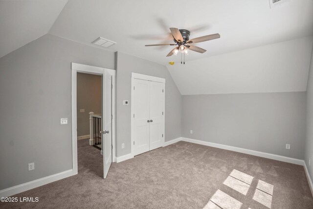 9 Attaway Ln, Beaufort, SC 29907 - additional living space featuring vaulted ceiling, a ceiling fan, carpet flooring, and baseboards