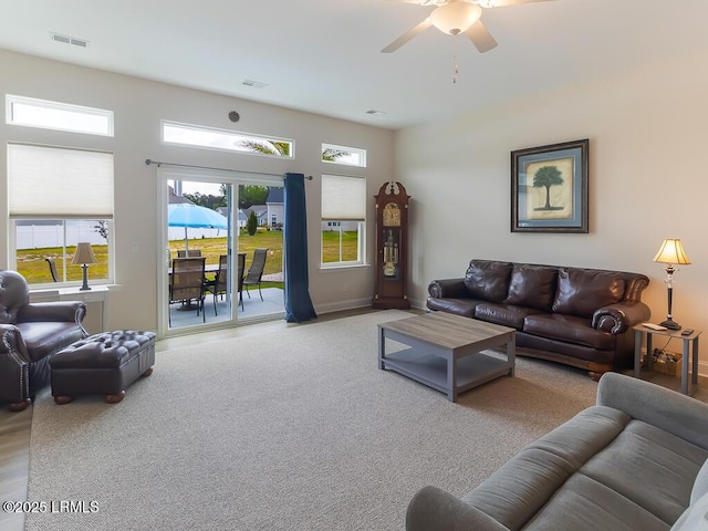 1872 Hearthstone Lake Dr, Ridgeland, SC 29936 - carpeted living area featuring a ceiling fan and baseboards