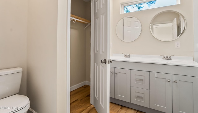 416 Meritta Ave, Beaufort, SC 29902 - full bathroom with toilet, wood finished floors, double vanity, and a sink