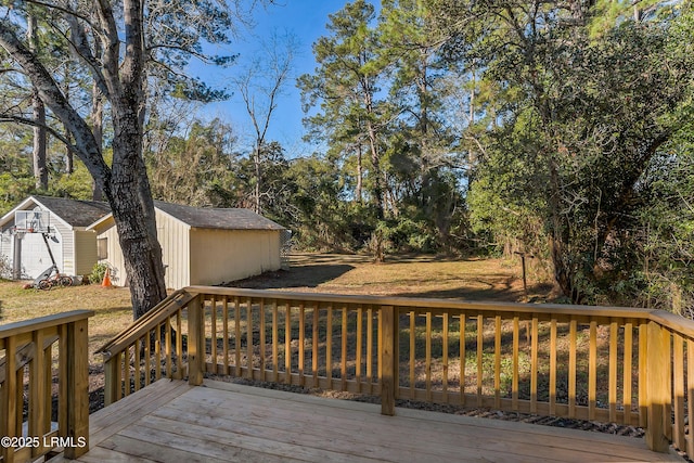416 Meritta Ave, Beaufort, SC 29902 - wooden terrace with an outbuilding and a shed