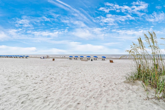 view of water feature featuring a beach view