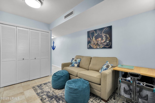 view of tiled living room