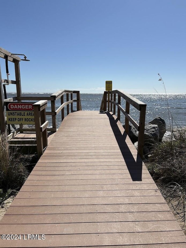 view of dock featuring a water view