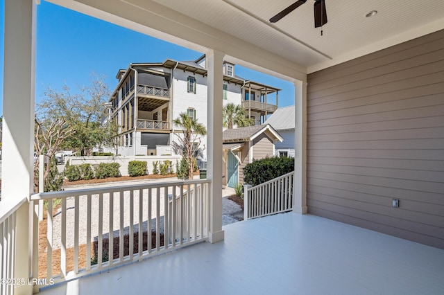 view of patio featuring a ceiling fan