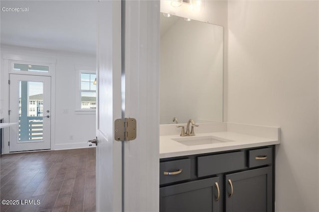 419 Parkside Commons, Bluffton, SC 29910 - bathroom with vanity and wood finished floors