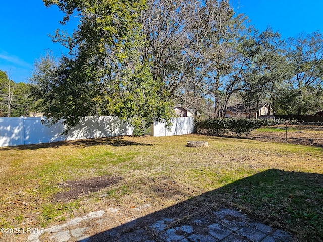 view of yard with a fenced backyard