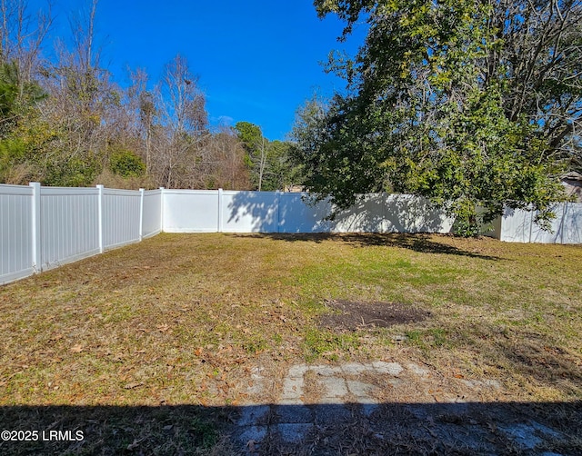 view of yard featuring a fenced backyard