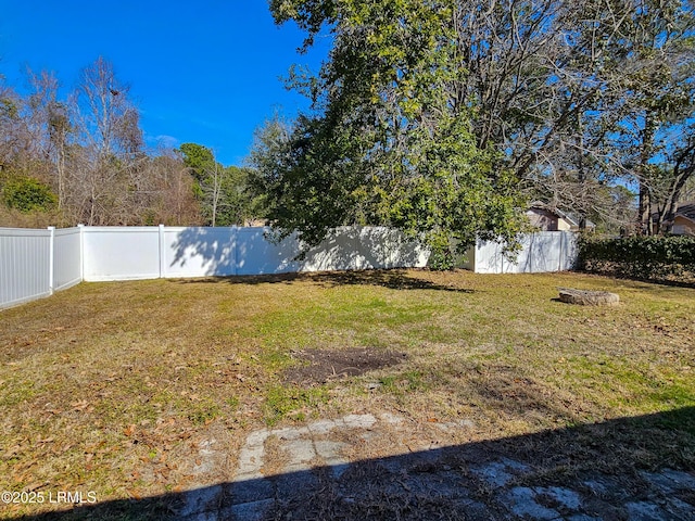 view of yard featuring a fenced backyard