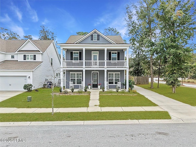 3614 Oyster Bluff Dr, Beaufort, SC 29907 - view of front of property featuring fence, a porch, an attached garage, a front lawn, and concrete driveway