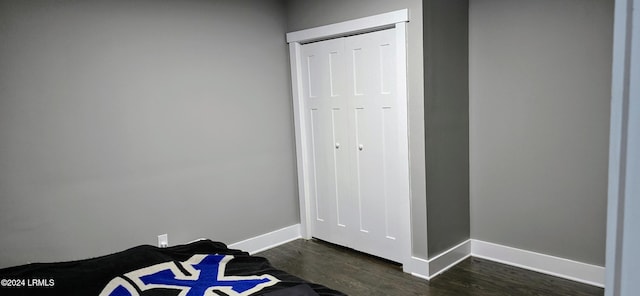 interior space featuring dark hardwood / wood-style flooring and a closet