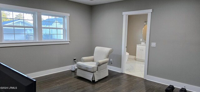 sitting room featuring dark hardwood / wood-style floors