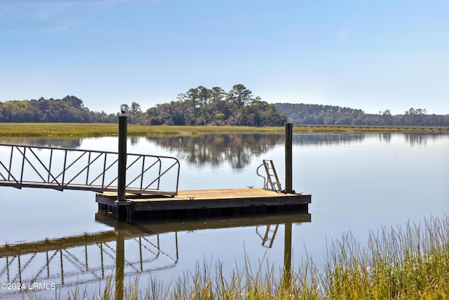 view of dock featuring a water view