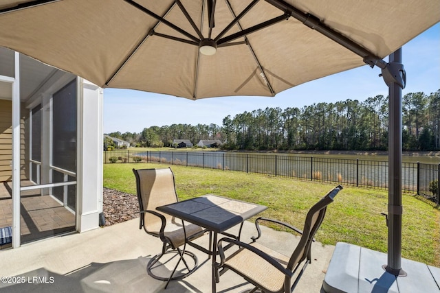 view of patio with outdoor dining space and a fenced backyard