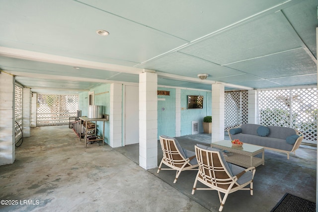 view of patio / terrace featuring outdoor dining area, visible vents, and outdoor lounge area