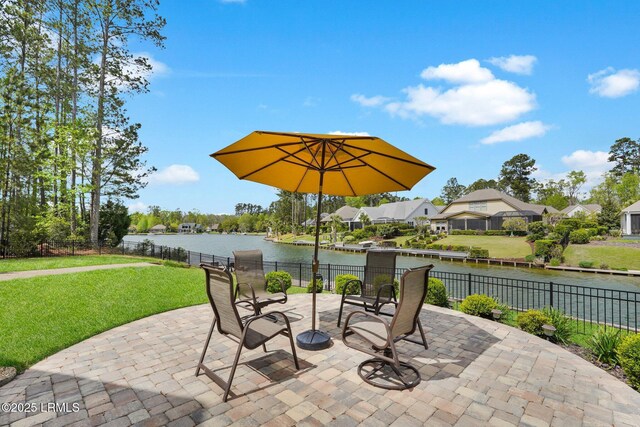 222 Hampton Lake Dr, Bluffton, SC 29910 - view of patio with a water view and fence