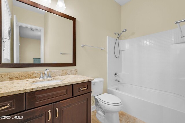 222 Hampton Lake Dr, Bluffton, SC 29910 - full bathroom with vanity, tile patterned floors, toilet, and shower / bathtub combination