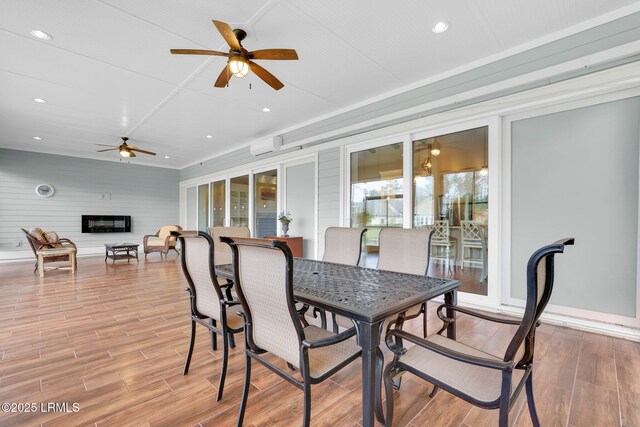 222 Hampton Lake Dr, Bluffton, SC 29910 - dining room with french doors, a ceiling fan, recessed lighting, and light wood-style flooring