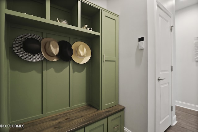 223 Rudder Run, Bluffton, SC 29910 - mudroom featuring baseboards and dark wood-style flooring