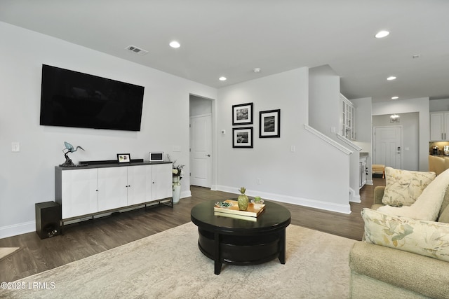 223 Rudder Run, Bluffton, SC 29910 - living area featuring dark wood finished floors and recessed lighting