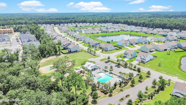 223 Rudder Run, Bluffton, SC 29910 - aerial view of residential area with a heavily wooded area and a nearby body of water