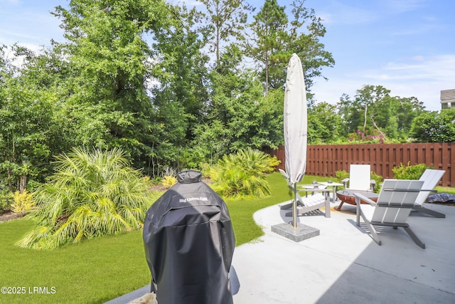 223 Rudder Run, Bluffton, SC 29910 - view of patio / terrace featuring a grill and view of wooded area