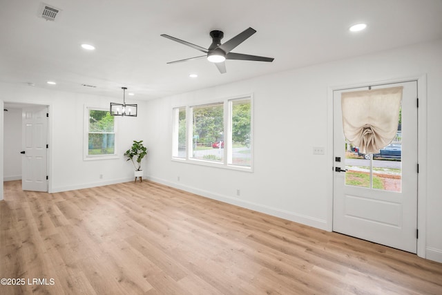 1117 Old Trail Rd, Beaufort, SC 29902 - foyer entrance featuring light wood-type flooring, recessed lighting, healthy amount of natural light, and a ceiling fan
