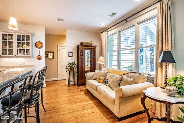 living room with light wood-type flooring