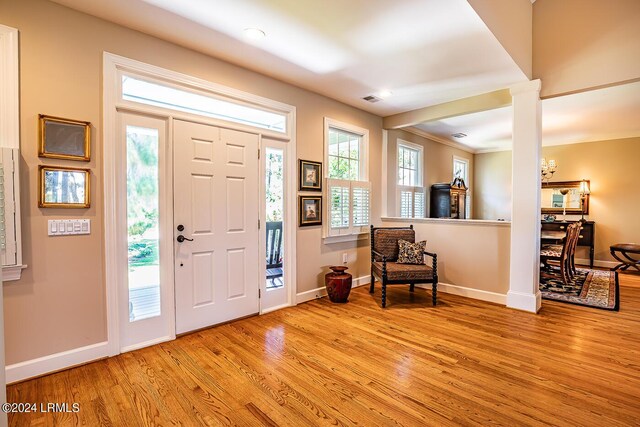 entrance foyer with light wood-type flooring