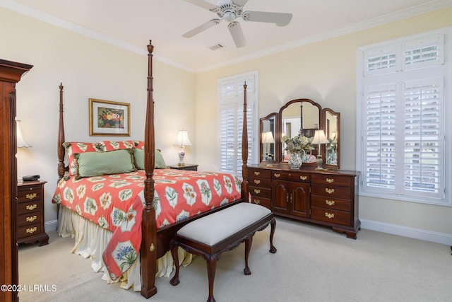34 Osprey Cir, Okatie, SC 29909 - bedroom with crown molding, ceiling fan, and light colored carpet