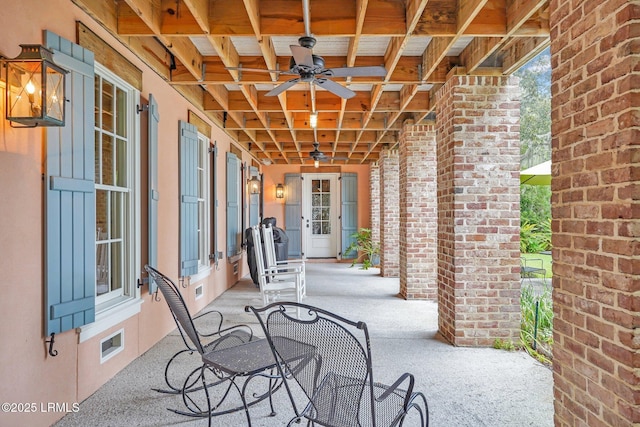 view of patio / terrace with visible vents and ceiling fan